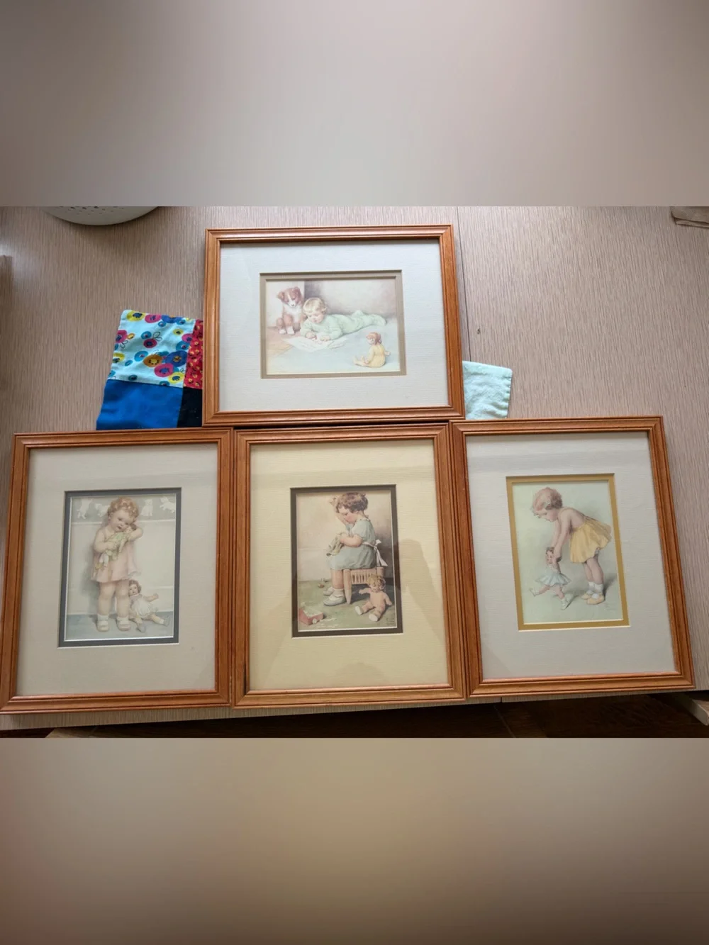 Wooden Framed Nursery Art Prints - Set of 4 (Brown)